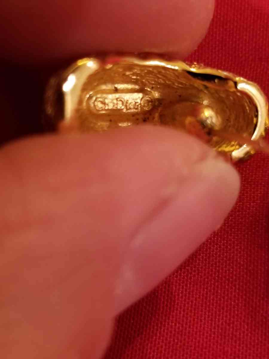 Vintage Christian Dior gold plated crystal accent earrings