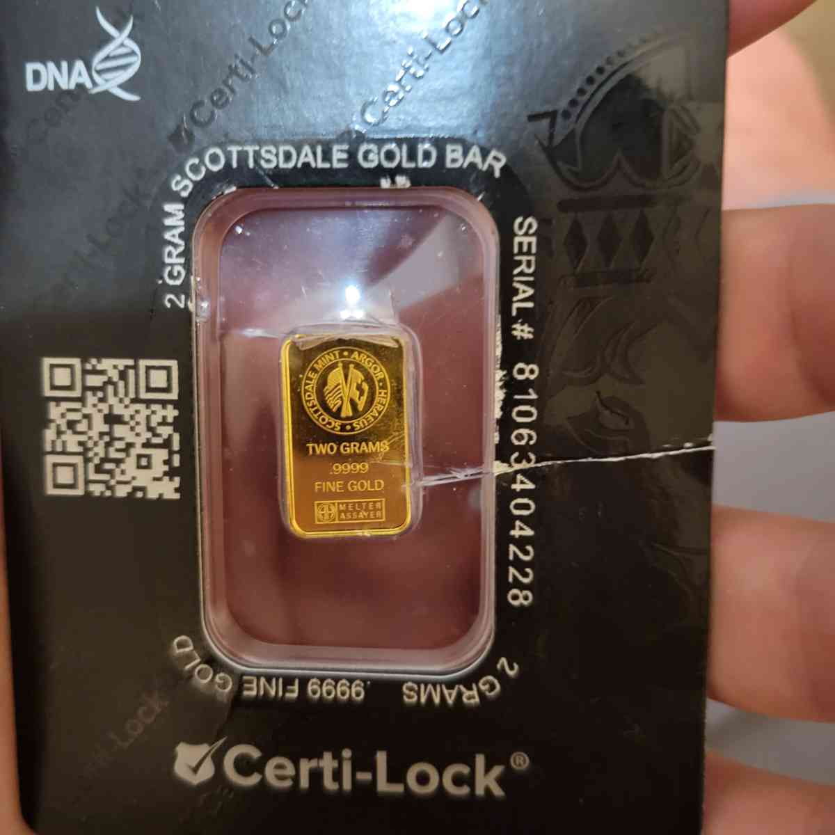 2 gram scottsdale gold bar