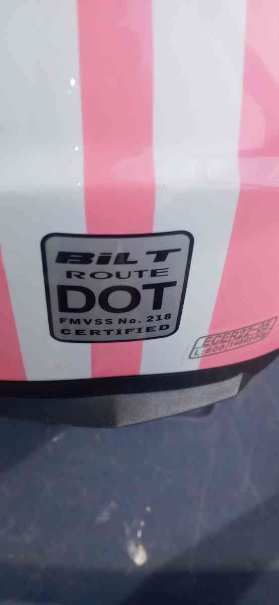 DOT pink motorcycle helmet
