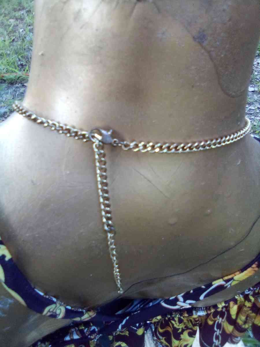 dangling White stoned gold necklace