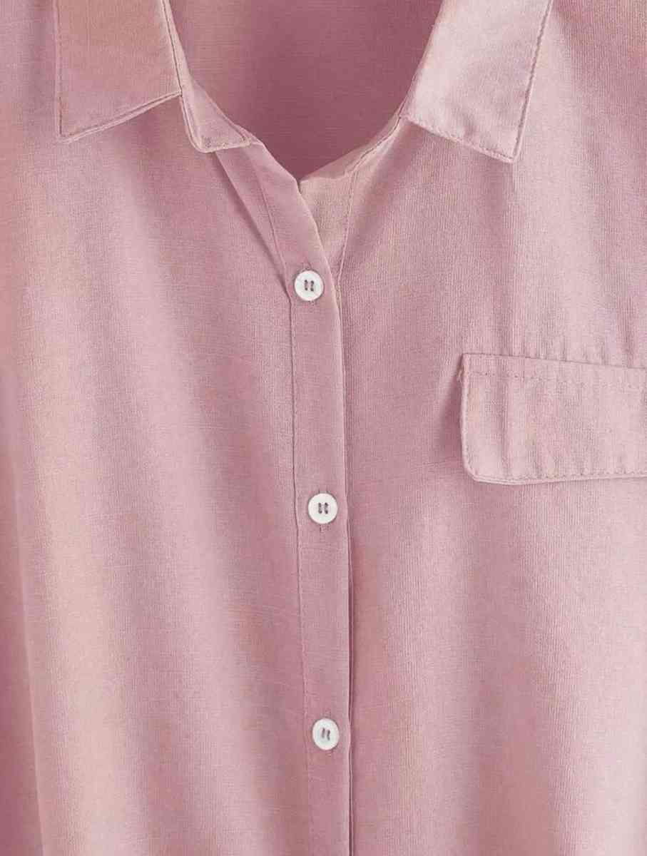 Pink Sleeve Button Front Shirt
