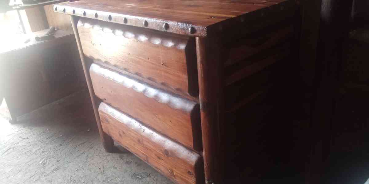 Cedar log three drawer dresser