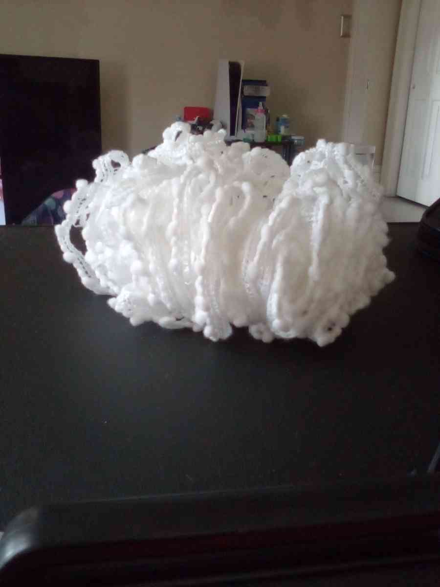 jumbo White plush scrunchie