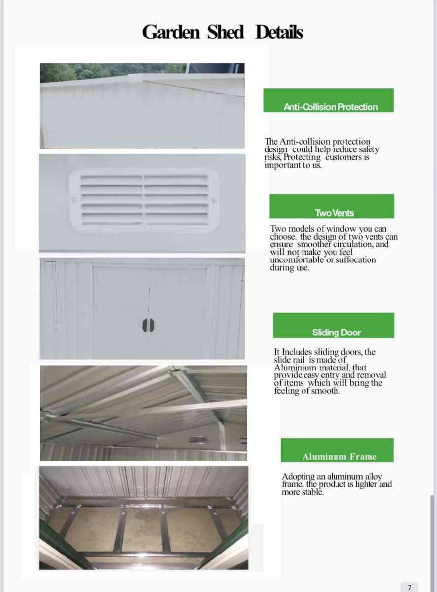 10X8 metal storage shed brand new unopened with base frame a