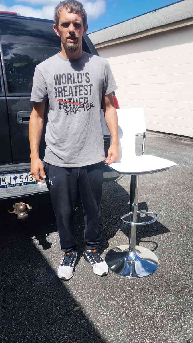 Adjustable White Leather Bar Stools