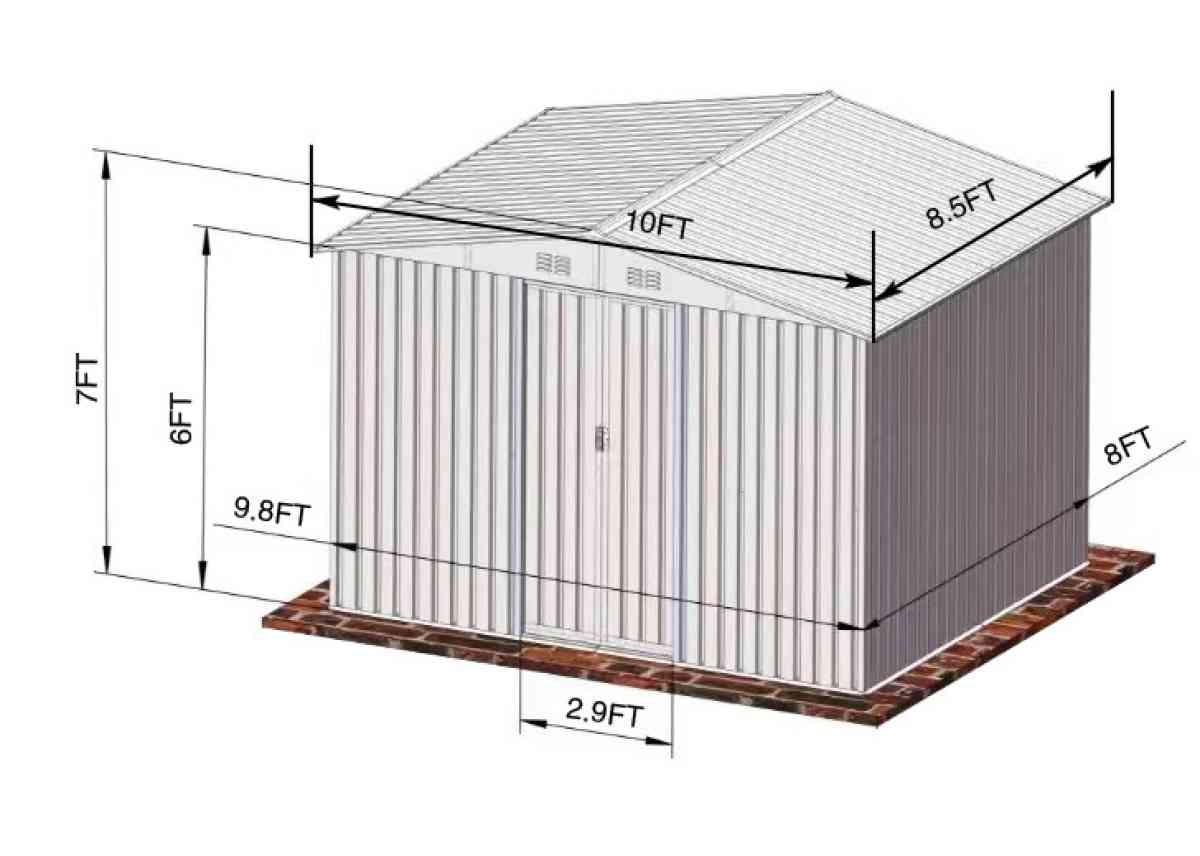 10X8 metal storage shed brand new unopened with base frame a
