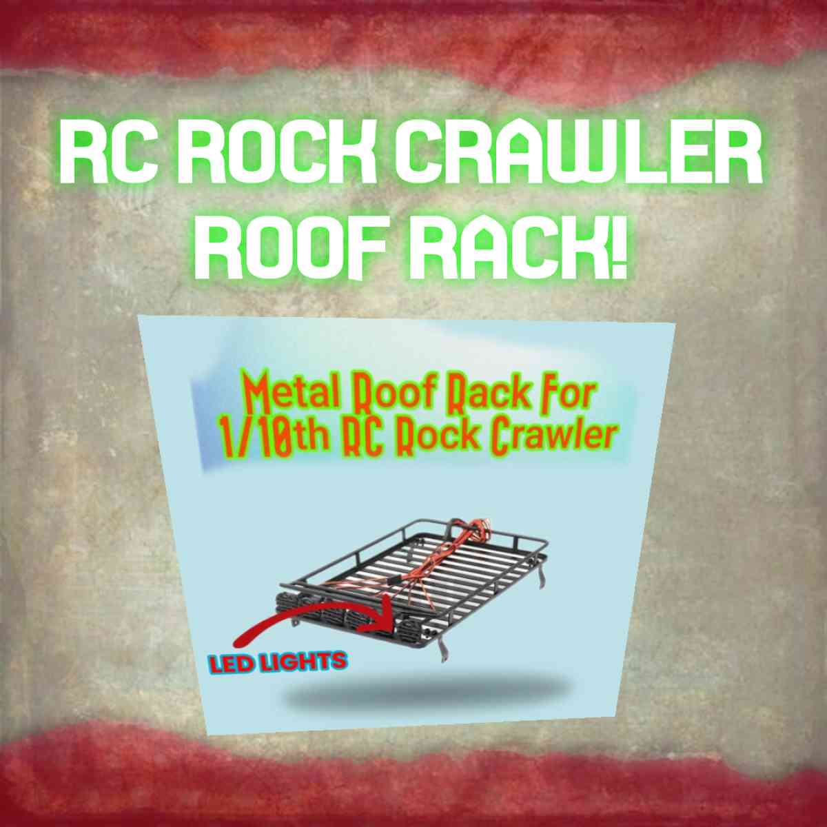 RC Rock Crawler Metal Roof Rack BLK W 4LED Lights Axial 110