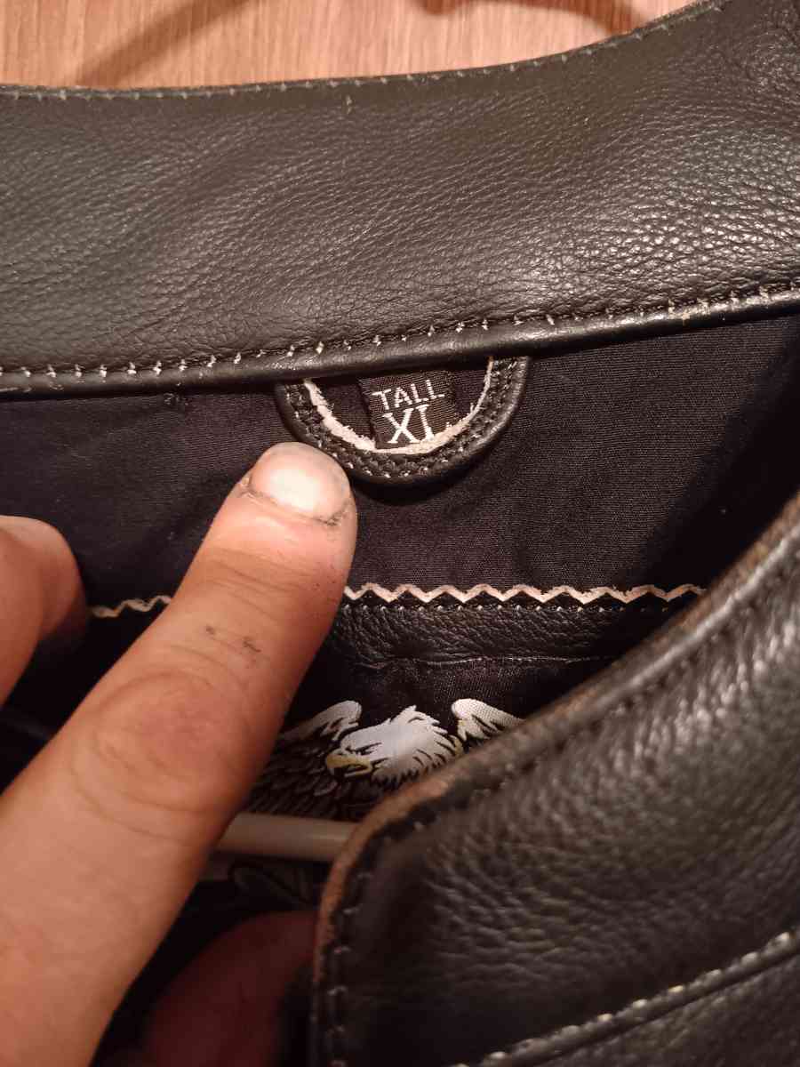 XXL tall Harley Davidson leather jacket with chaps helmet