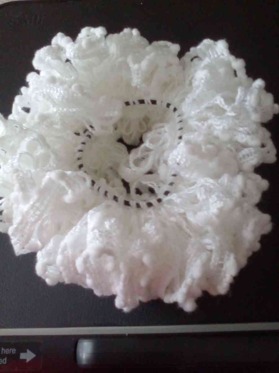 jumbo White plush scrunchie