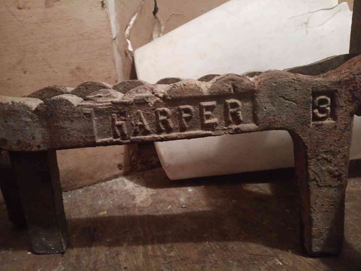 antique Harper Cast iron Andirons