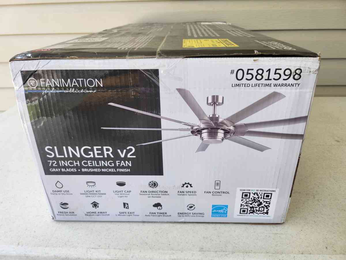 Fanimation Slinger v2 Ceiling Fan BRAND NEW