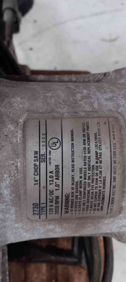 Black and decker industrial chop saw