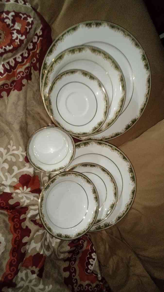 noritake china dishes with ailer plated spoons and forks