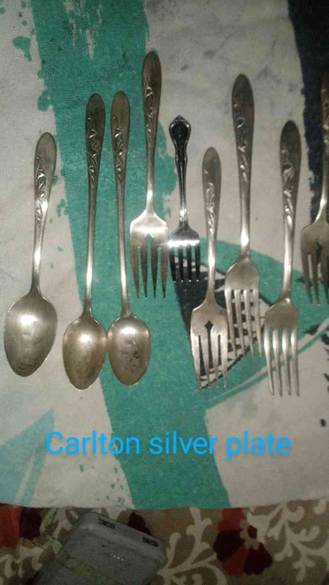 noritake china dishes with ailer plated spoons and forks