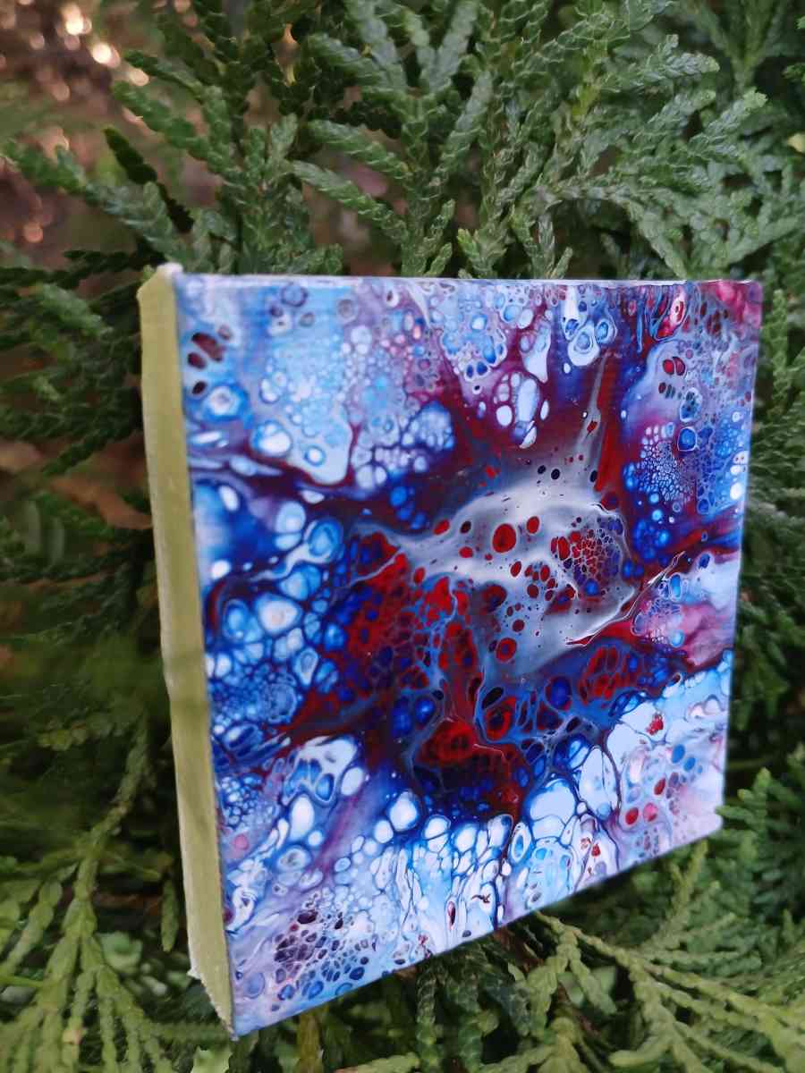 Orb Eruption Acrylic Pour Painted Magnetic Stretched Canvas