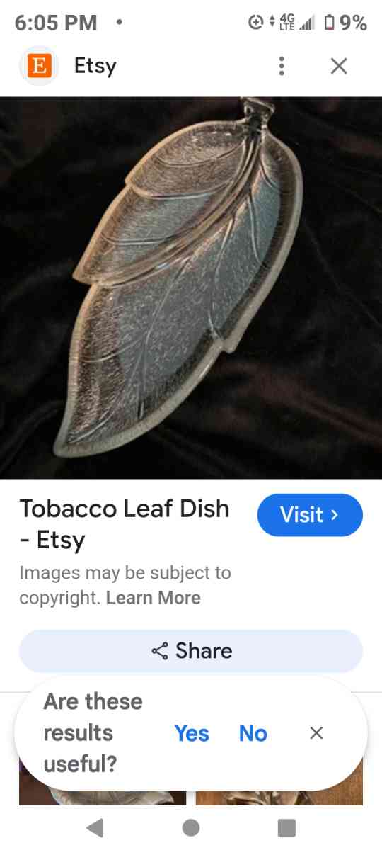 vintage pressed glass 1g2 in tobacco leaf art sculpture bowl