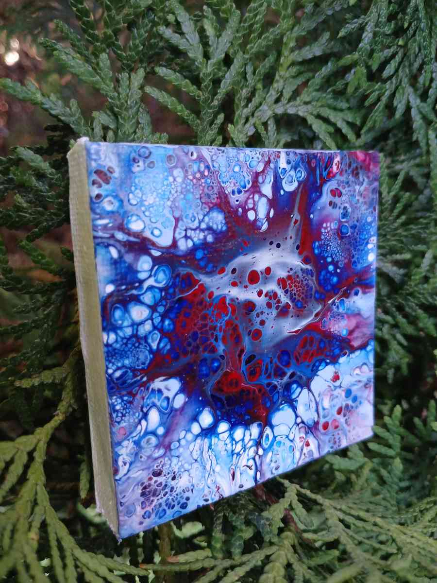 Orb Eruption Acrylic Pour Painted Magnetic Stretched Canvas
