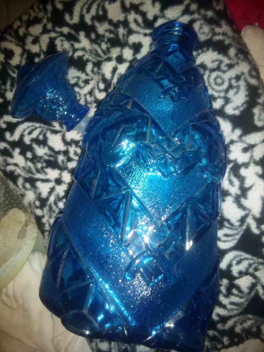 BLUE ITALIAN GLASS DECANTER