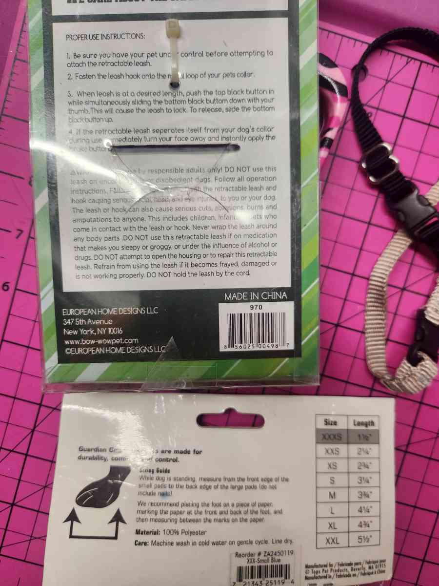 Pet Dog Lot of 3 Retractable Leash Harness and Boots