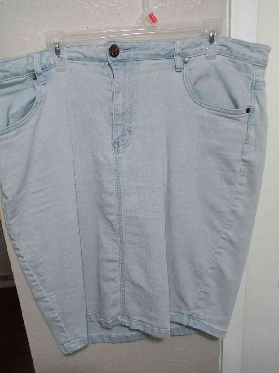 light blue jeans skirt