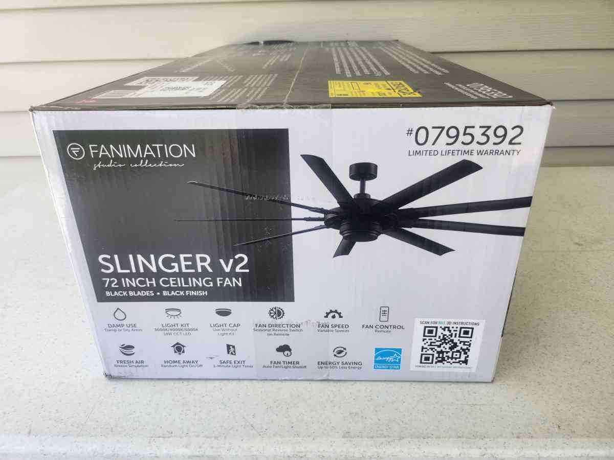 72 Inch Fanimation Slinger v2 Ceiling Fan BRAND NEW