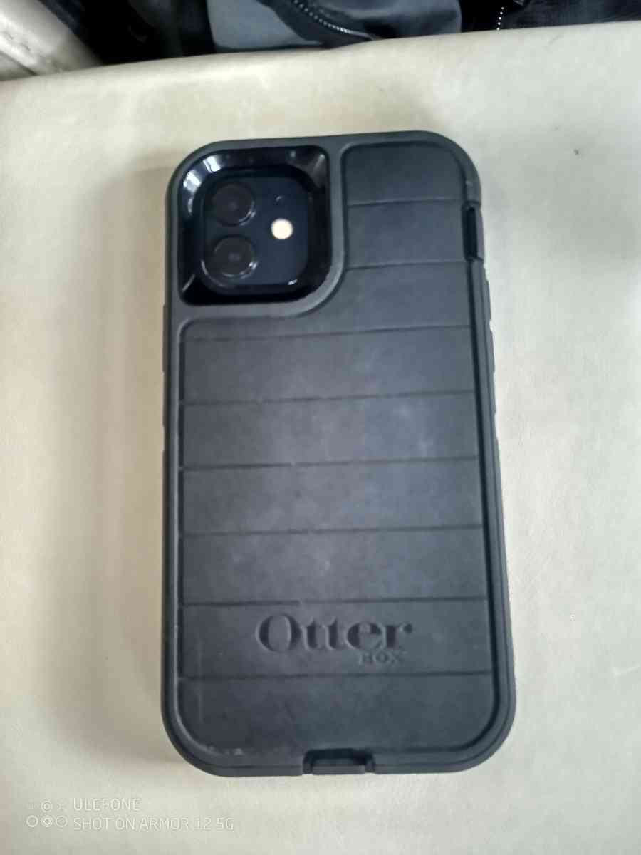 Black iPhone 12 With Black OtterBox Case