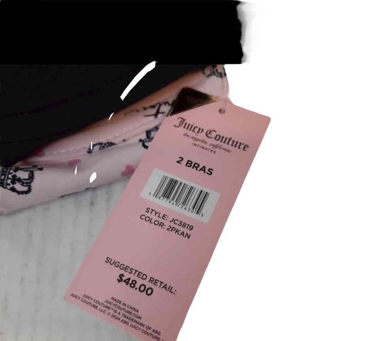 Juicy Couture NWT Bra Set Pink W Logo  Black Size 40C