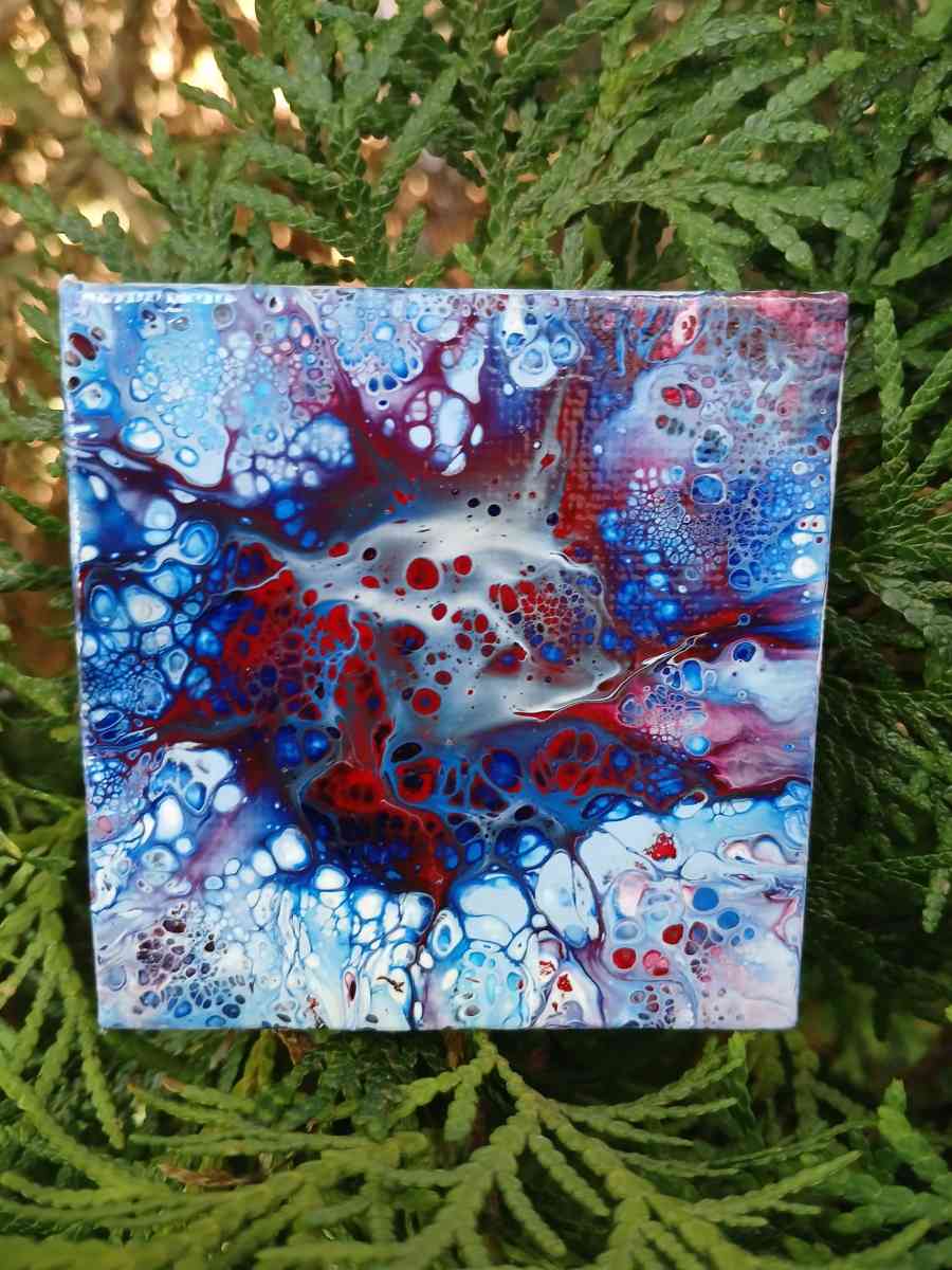 Orb Eruption Acrylic Pour Painted Magnetic Stretched Canvas