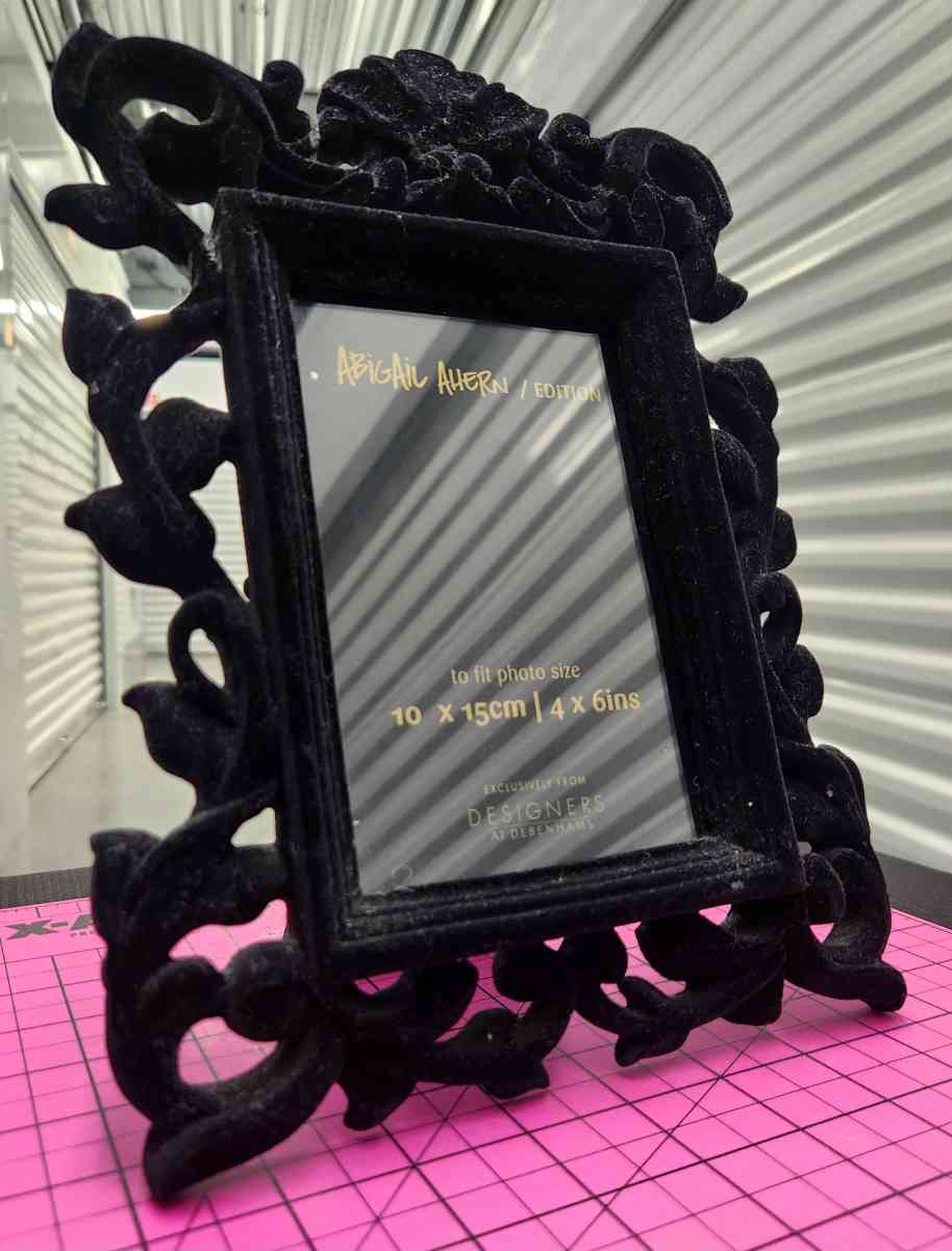 Abigail Ahern Black Velvet Baroque 4x6 Picture Frame