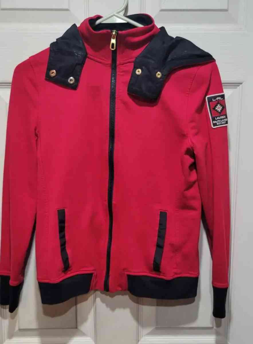 LRL Ralph Lauren Red and Black Hooded Athletic Jacket Woman