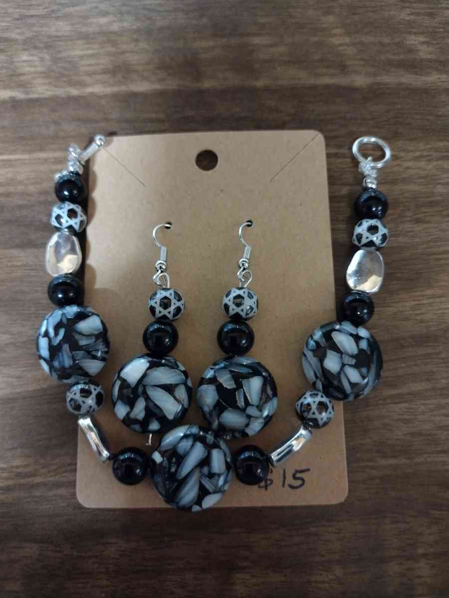 Beaded Bracelet and earrings
