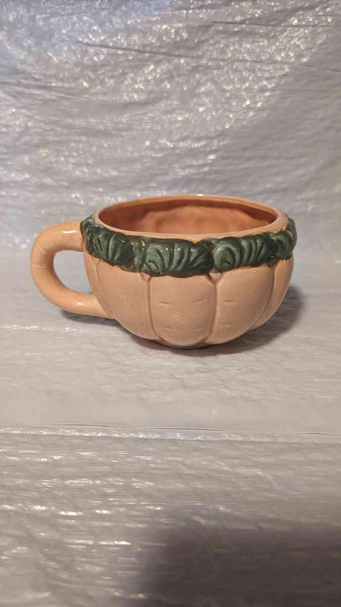 A Semi 3D Orange And Green Carrot Soup Bowl  Vegitable Bowl