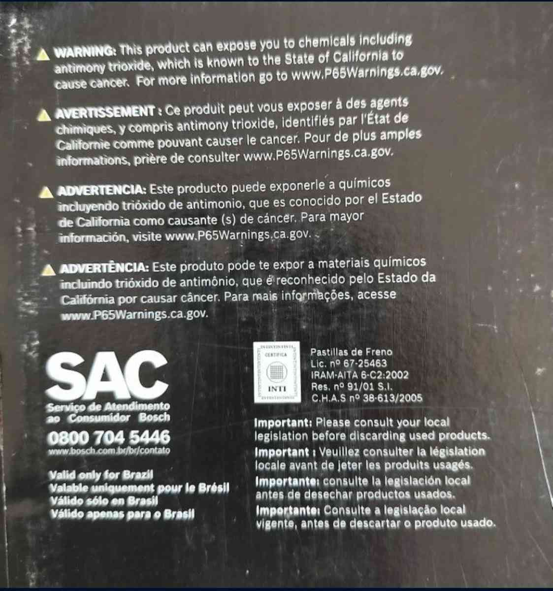 Open Box Unused Bosch Premium Brake Kit