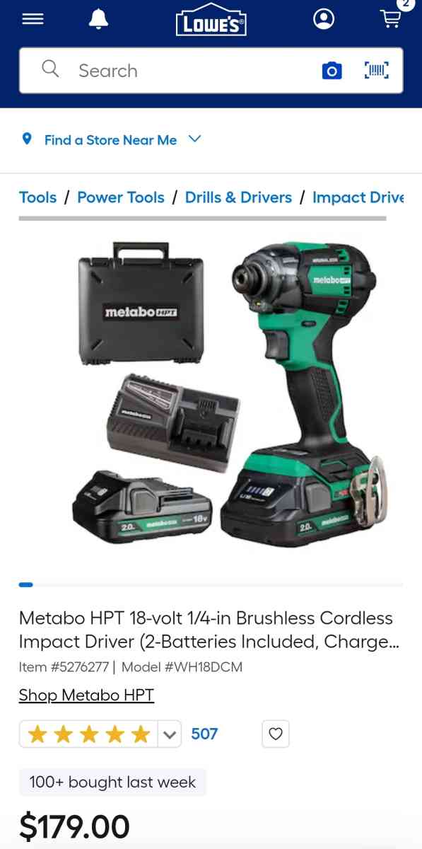 Metabo HPT 18v Cordless Impact Driver