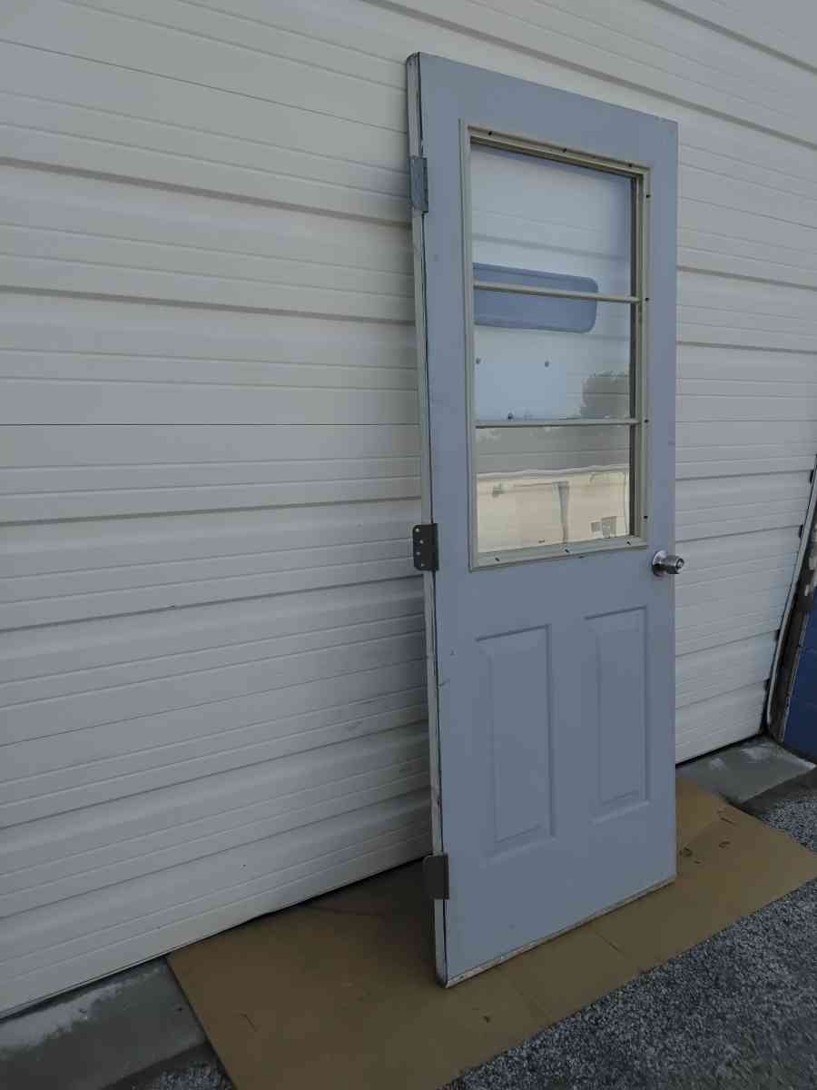 Nice Gray All Steel 3 Light JeldWen Door With HingesDoor Nob