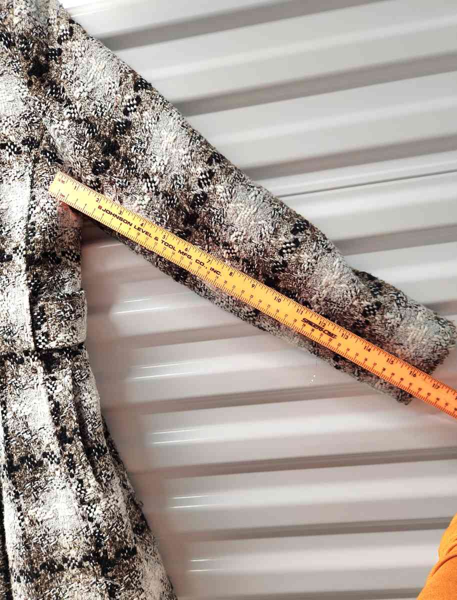 Pura Vida Brown and Grey with Gold Tinseling Plaid Peacoat