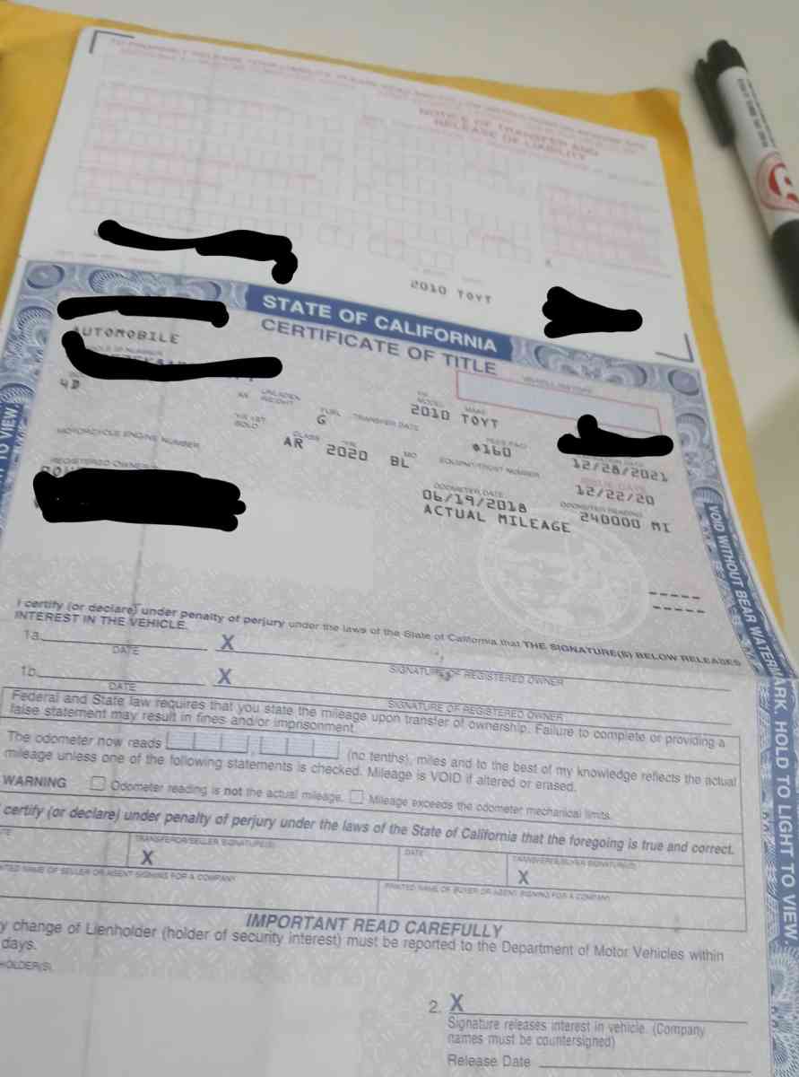 2010 Toyota Camry SMOGGED Registered