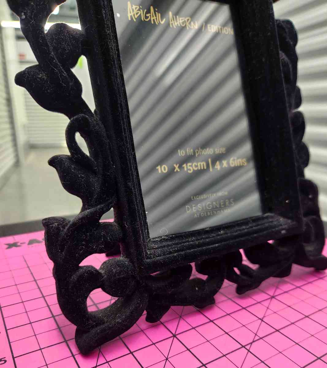 Abigail Ahern Black Velvet Baroque 4x6 Picture Frame
