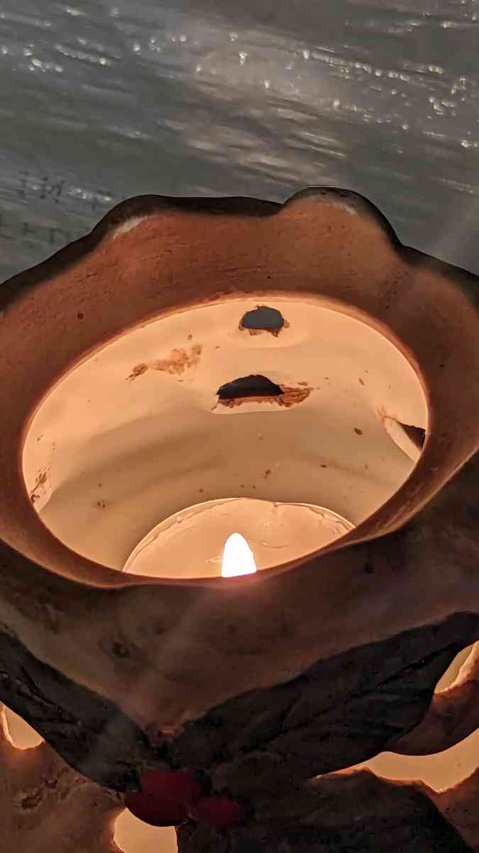 Unique Ceramic Hand Panted Wood Log Tea Light Candle Holder