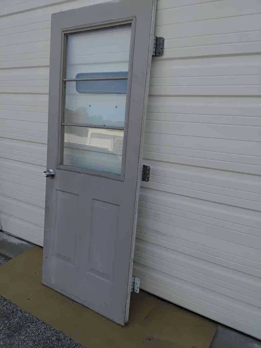 Nice Gray All Steel 3 Light JeldWen Door With HingesDoor Nob