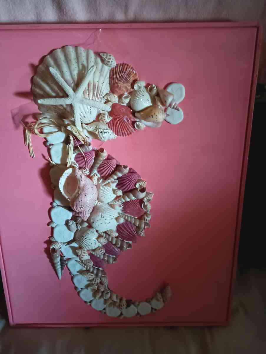 Sea Horse Peach Framed