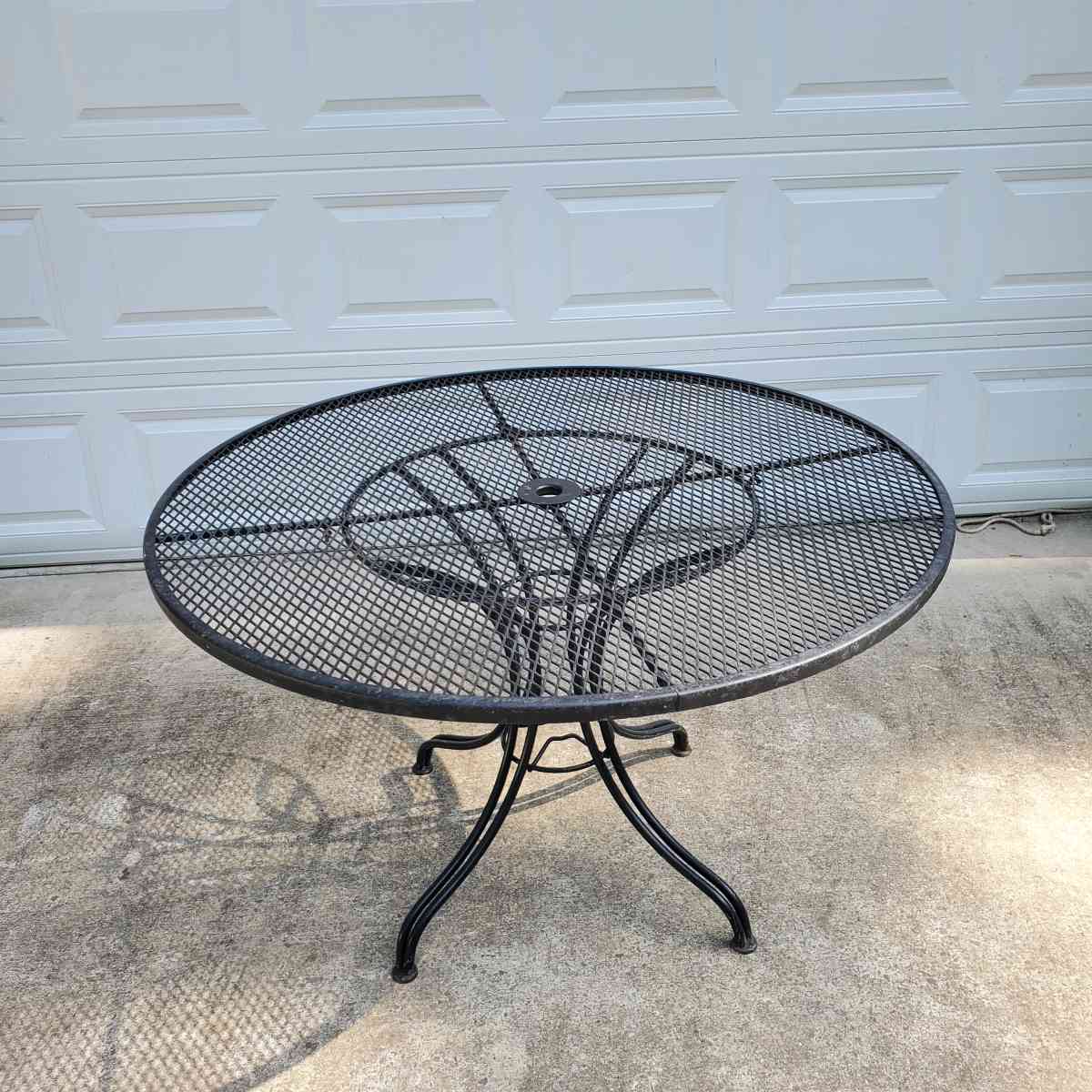 Wrought Iron Black Table W Umbrella Hole