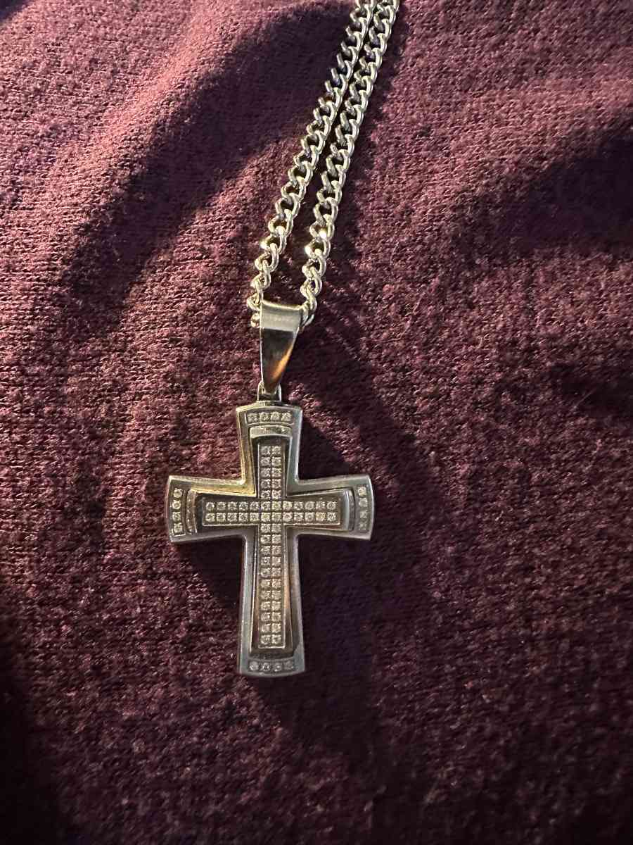 Diamond And silver Mens necklace