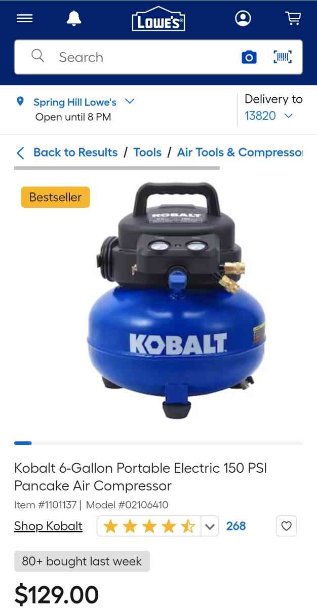 Kobalt Portable Pancake Air Compressor