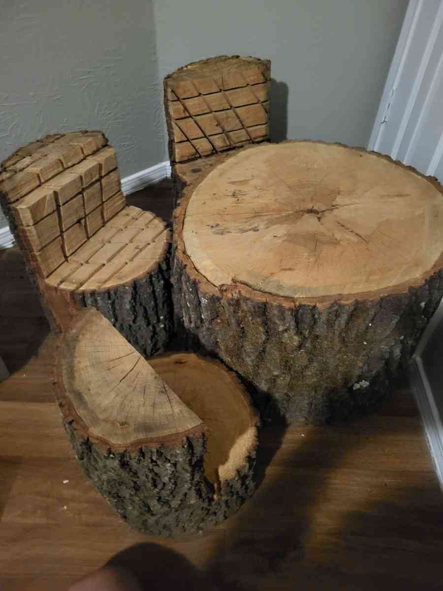 Handmade Real oak wood  kids table and chairs