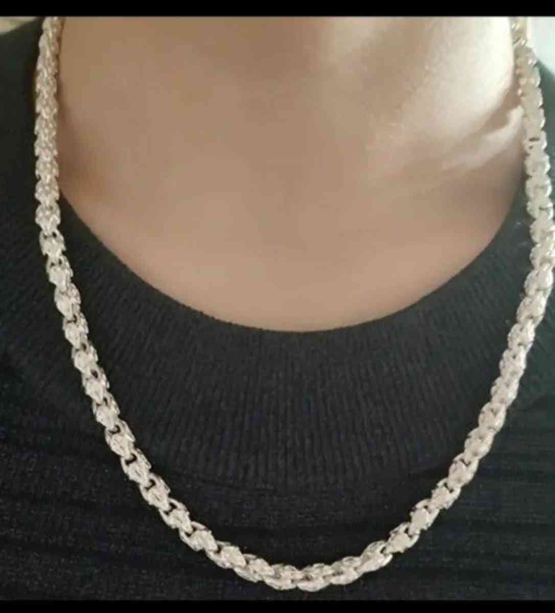 brand new silver 20in 6mm thick bamboo style necklace