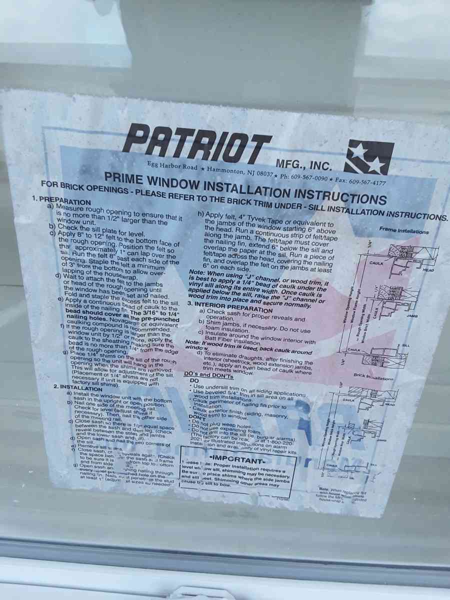 Nice White Double Hung Patriot Windows  Brand New