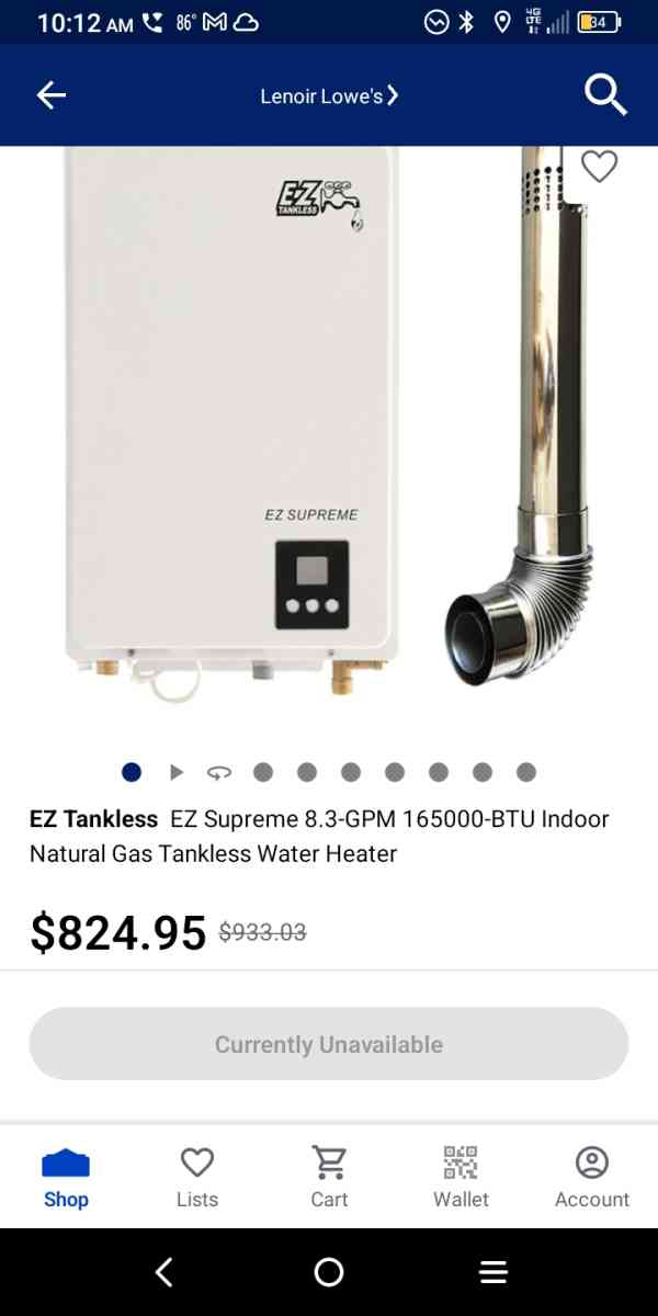 Tankless gas water heater