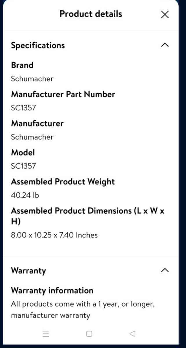 New Open Box Schumacher Battery Charger
