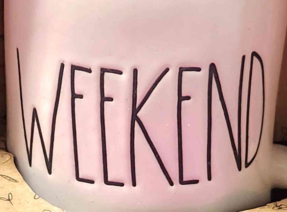 Rae Dunn Weekday Travel Tumbler  Mug Weekend Collectible Box